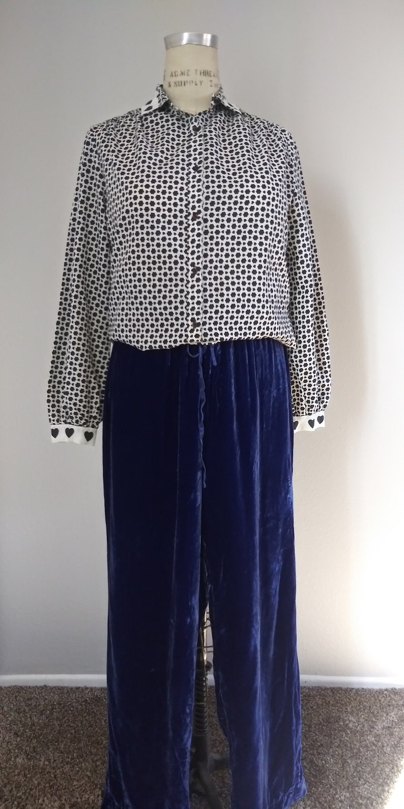 Vintage Blue Silk Velvet Pant