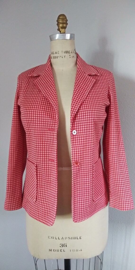 Plus Size Vintage Red & White Blazer