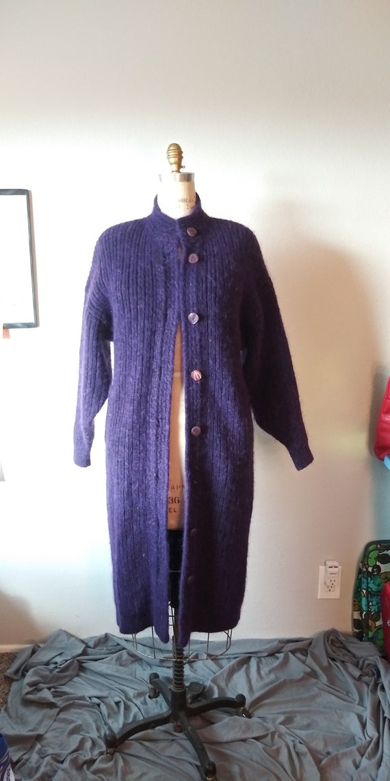 Vintage Purple Oversized Maxi Sweater - Womens - 1