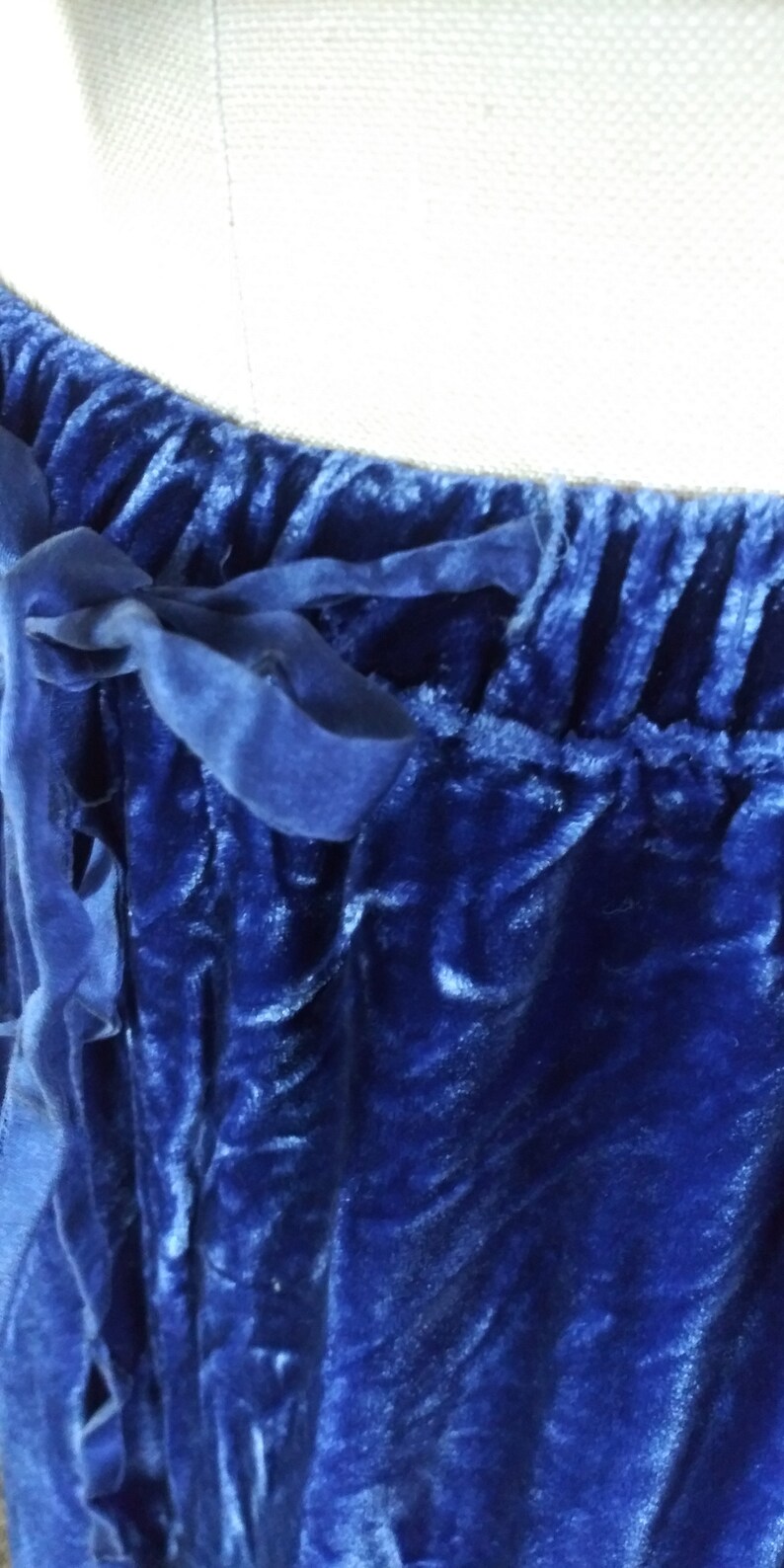 Vintage Blue Silk Velvet Pant