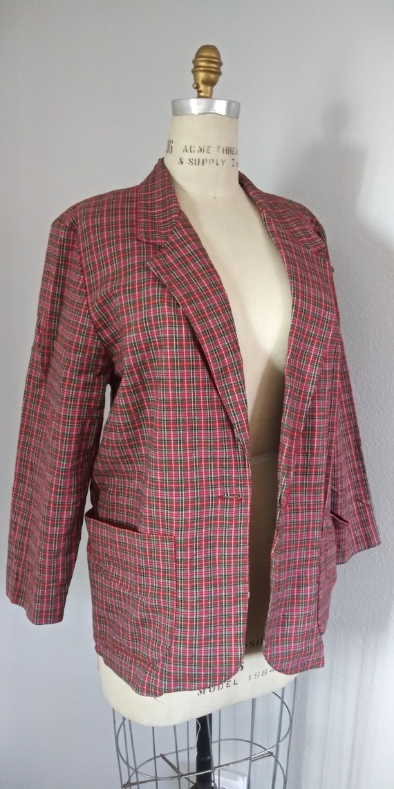 Plus Size Vintage Plaid Blazer