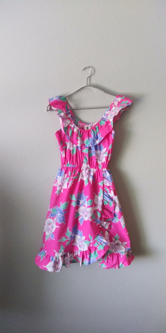 Vintage Pink Hawaiian Ruffle Dress