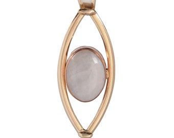 本物のレインボームーンストーンを使用した、手作りで精巧に彫刻された混合金属ペンダント