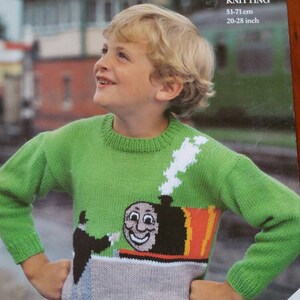 Robin - #13628 - Kids James and the Fat Controller Jumper - 8 Ply Knitting Pattern - Chest Size 51cm to 71cm (20&quot;-28&quot;)