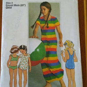 Simplicity - #7506 - Mädchen Badeanzug, Bikini und Cover Up - Gr. 3 - Uncut