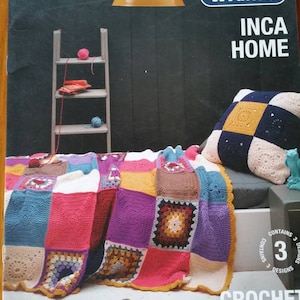 Patons - #8013 - Inca Home - Blankets, Slippers and Cushions - Knitting and Crochet Patterns