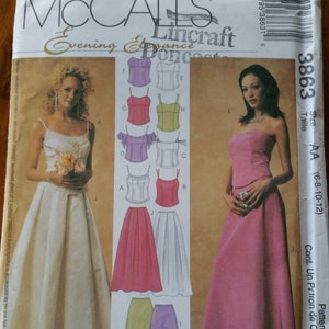 McCall&#39;s - Evening Elegance - #3863 - Misses&#39; Lined Top and Skirt - Size 6, 8, 10, 12 - Uncut