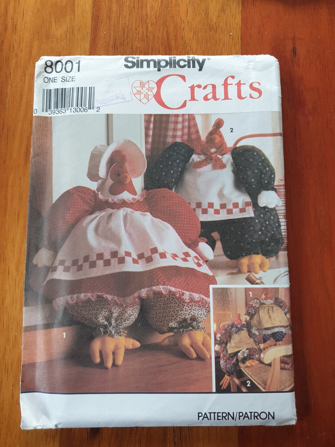 Simplicity - Crafts - #8001 - Decorative Hen and Rooster - Uncut - Etsy
