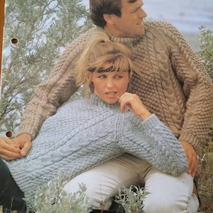 Patons - #672 - Arans Again - Jumpers and Cardigans Knitting in 12 and 14 ply - Lady Size 10, 12, 14 - Mens Size 16, 18,  20