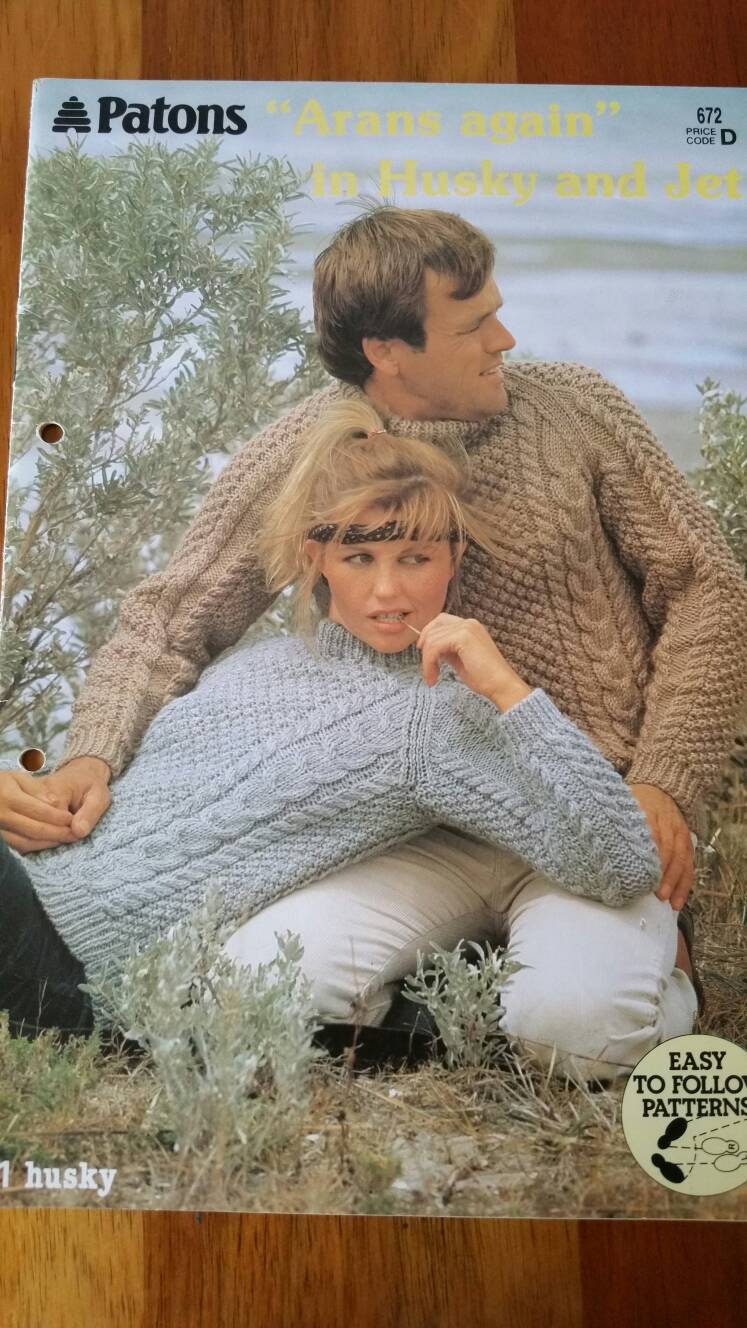 Patons - #672 - Arans Again - Jumpers and Cardigans Knitting in 12 and 14 ply - Lady Size 10, 12, 14 - Mens Size 16, 18,  20
