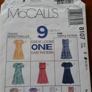 McCall&#39;s - #8107 - Misses&#39; Dress - Size 10, 12, 14 - Uncut
