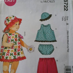 McCall&#39;s - #M6722 - Infants&#39; Top, Pants, Panties & Hat - Size Newborn, Small, Medium, Large, Extra Large - Panties Cut to Medium