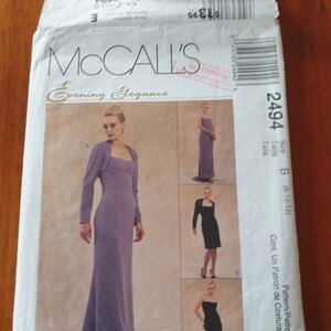 McCall's - Evening Elegance - #2494 - Misses' Lined Dress and Lined Shrug - Size 8, 10, 12 - Cut but Complete