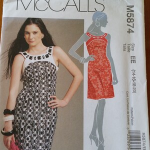McCall&#39;s - #M5874 - Misses&#39; Lined Dress - Size 14, 16, 18, 20 - Uncut
