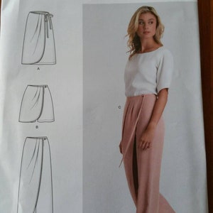 Sewing Pattern: Faux Wrap Pants with Skirt Overlay, DIY Women's Trousers