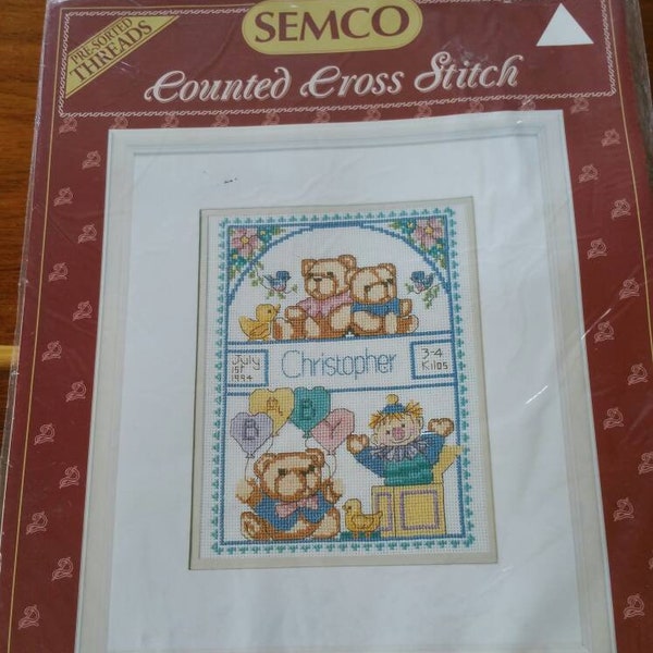 Janlynn Bear Photo Frame Counted Cross Stitch Kit-7-1/8 X9