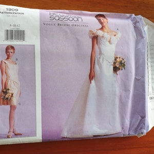 Vogue - Bridal Original - Bellville Sassoon - #1909 - Misses&#39; Bridal Bustier & Skirt - Size 8, 10, 12 - Uncut
