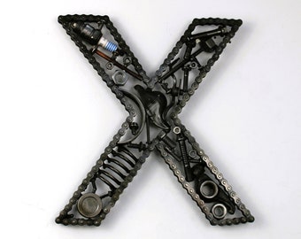Car Part Letter X - Initial Sign, Repurposed Wall Art for Car Enthusiasts