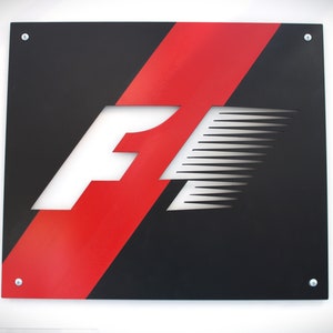 Formula 1 Metal Wall Art Sign - Classic F1 Black and Red, Ready to Hang, Racecar Enthusiast Decor