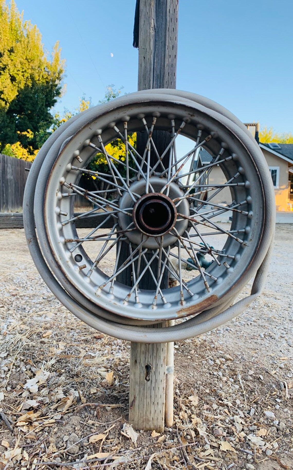 Hose Reel Made From a Car Wheel // Hose Holder // Hose Wheel Etsy