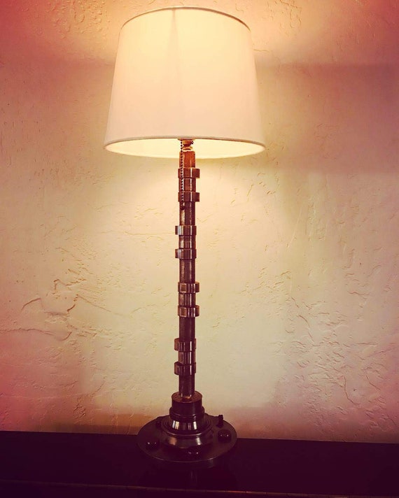 Camshaft Lamp With Shade Gearhead Man Cave Bachelor Pad Office Decor Desk Lamp Guy Gift Car Part Lamp Car Lamp
