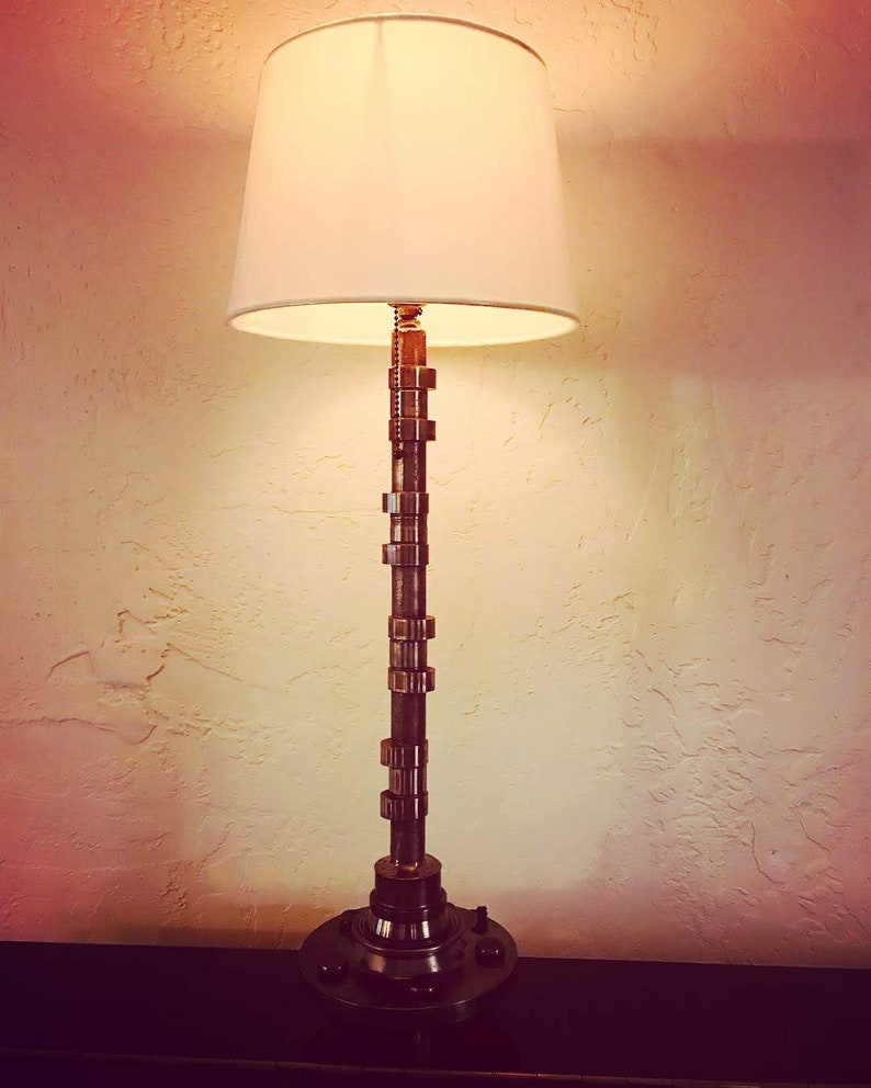 Camshaft Lamp With Shade // Gearhead // Man Cave // Bachelor Etsy