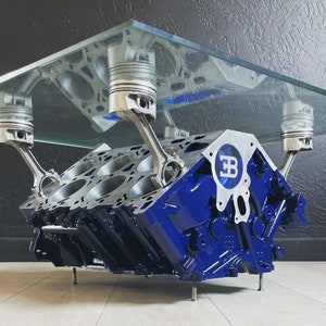Engine Block Coffee Table - Customizable Man Cave Furniture, Handcrafted Automotive Decor