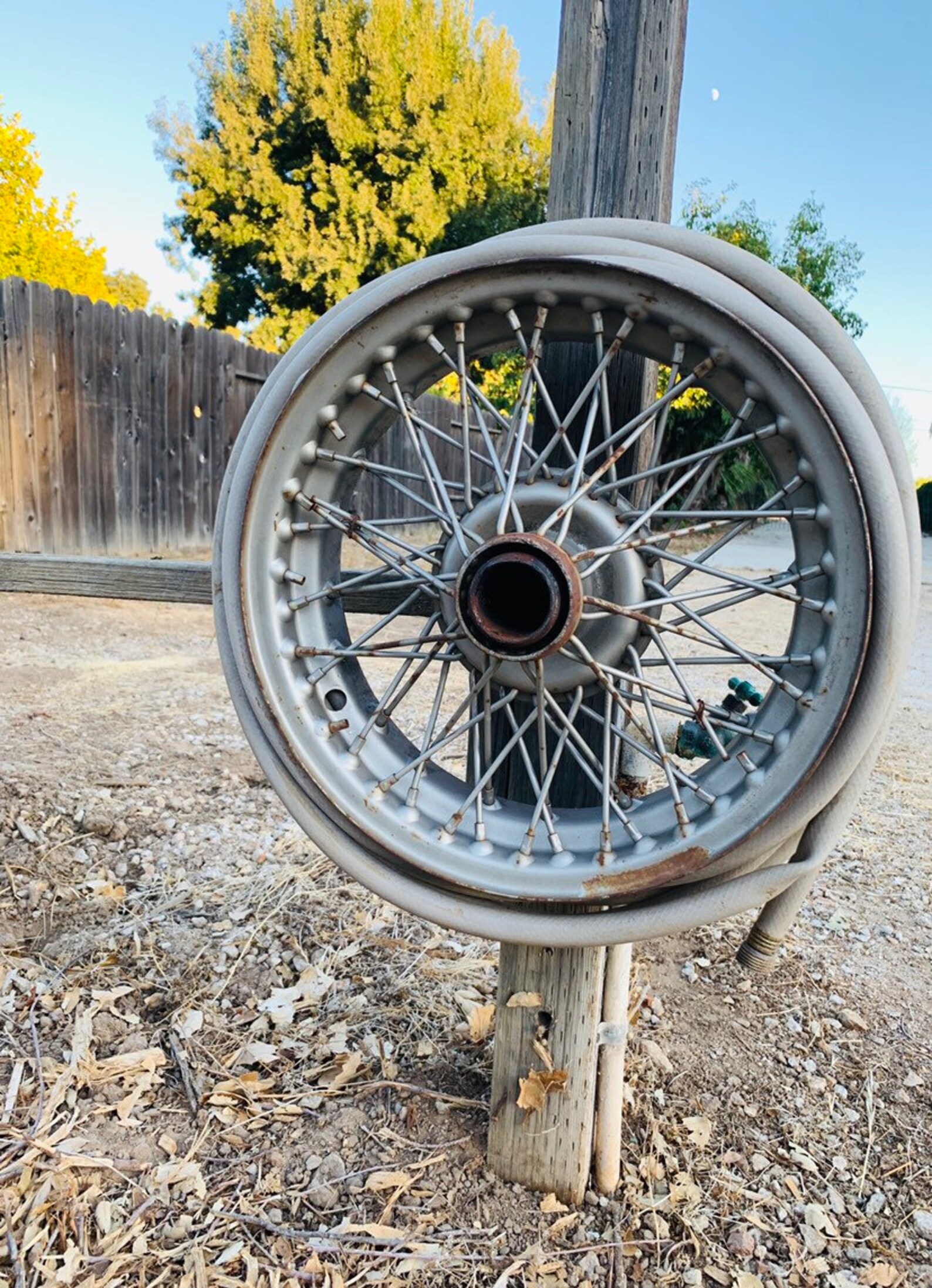Hose Reel Made From a Car Wheel // Hose Holder // Hose Wheel Etsy