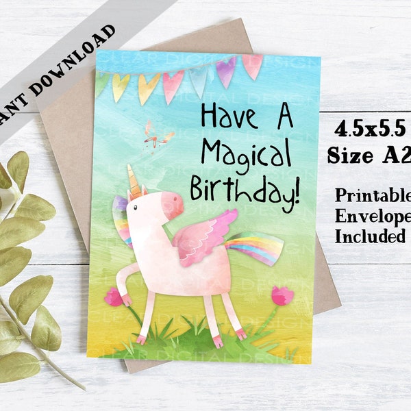 Printable Unicorn Birthday Card | Printable Birthday Card | Birthday Card For Girls | Unicorn Birthday Card | Birthday Card For Grandaughter