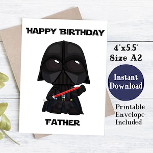Star Wars Geburtstagskarte zum Ausdrucken | Geburtstagskarte für Papa | Darth Vader Geburtstagskarte | Geburtstagskarte zum Ausdrucken