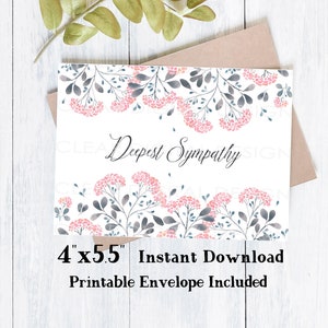 Printable Sympathy Card | Sympathy Card Printable | Deepest Sympathy Card | Thinking Of You Cards | Bereavement Card Printable