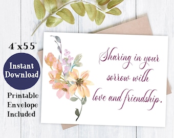 Printable Sympathy Card | Sympathy Cards Printable | Thinking Of You Cards | Bereavement And Loss Cards