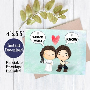 Biglietto d'amore di Star Wars/Biglietto di anniversario per marito/Biglietto per fidanzato/Cartolina ti amo divertente/Carta ti amo stampabile/San Valentino