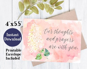 Printable Sympathy Card | Sympathy Cards Printable | Thoughts And Prayers Card | Thinking Of You Cards | Bereavement And Loss Cards