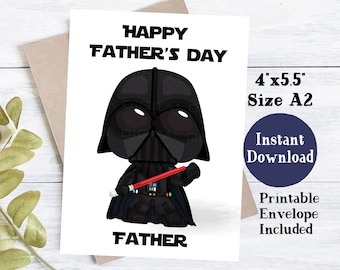 Star Wars Printable Card | Darth Vader Fathers Day Card | Printable Card For Dad | Star Wars Printable Fathers Day Card | Star Wars Cards
