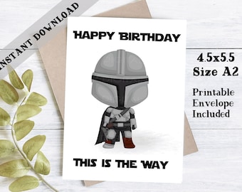 Star Wars Printable Birthday Card | Printable Birthday Card For Dad | Mandolorian Birthday Card | Birthday Card Printable | Star Wars Card