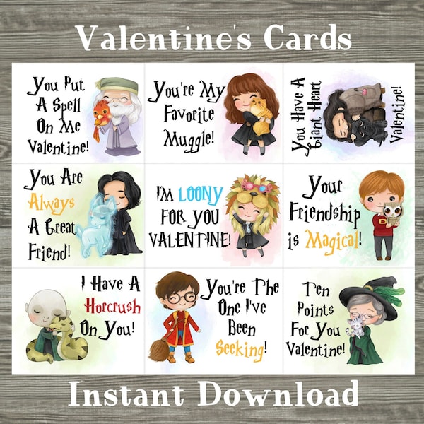 Magical Wizard Valentine Cards | Printable Valentines for Kids | Valentine Cards For Kids | Printable Valentine Cards
