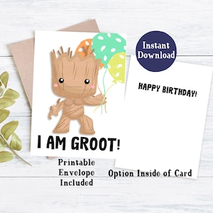 Ich bin Groot | Druckbare Geburtstagskarte Für Jungen | Druckbare Geburtstagskarte | Geburtstagskarte für Papa | Groot Geburtstagskarte | Groot Geburtstagskarten