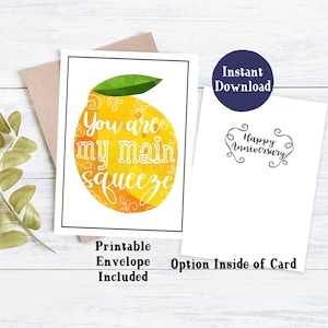 Tarjeta Lemon Pun / Tarjeta de aniversario imprimible para esposo / Tarjeta para novio / Mi apretón principal / Tarjeta de aniversario divertida imprimible