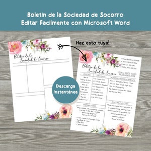 Boletín de la sociedad de socorro boletín editable de la sociedad de socorro boletín imprimible de la sociedad de socorro boletin español