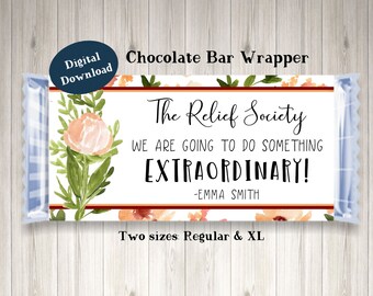 Printable Candy Bar Wrappers For Relief Society | Relief Society Birthday Party Favor | Relief Society Bday | Printable Candy Bar Wrappers