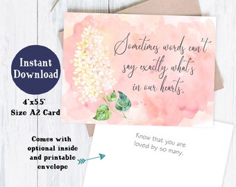 Druckbare Beileidskarte | Beileidskarten Printable | Thinking Of You Karten | Trauer- und Verlustkarten