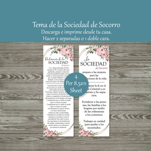 Declaración de la Sociedad de Socorro / Marcadores de la Sociedad de Socorro / Declaración de la Sociedad de Socorro Española / Marcadores Imprimibles