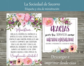 Folleto de ministración de la Sociedad de Socorro | Ministración de la Sociedad de Socorro Imprimible | Frauenhilfsvereinigung dienend zum Ausdrucken