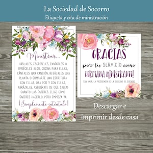 Folleto de ministración de la Sociedad de Socorro / Ministración de la Sociedad de Socorro Imprimible / Relief Society Ministering Printable