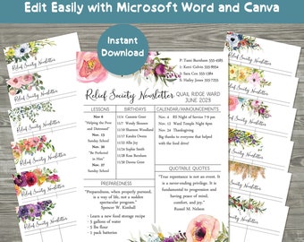 Relief Society Newsletter | Editable Relief Society Newsletter | Printable Relief Society Newsletter | Relief Society Newsletter Template
