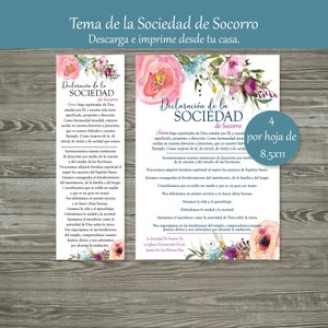 Declaración de la Sociedad de Socorro / Marcadores de la Sociedad de Socorro / Declaración de la Sociedad de Socorro Española / Marcadores Imprimibles