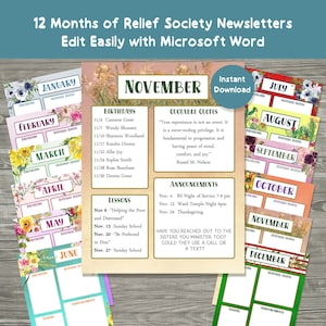 Relief Society Newsletter | Editable Relief Society Newsletter | Printable Relief Society Newsletter | Relief Society Newsletter Template