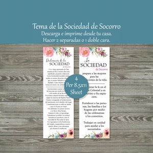 Declaración de la Sociedad de Socorro / Marcadores de la Sociedad de Socorro / Declaración de la Sociedad de Socorro Española / Marcadores Imprimibles