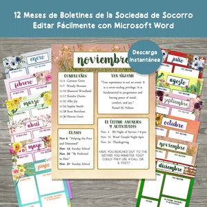 Boletín de la sociedad de socorro boletín editable de la sociedad de socorro boletín imprimible de la sociedad de socorro boletin espanol
